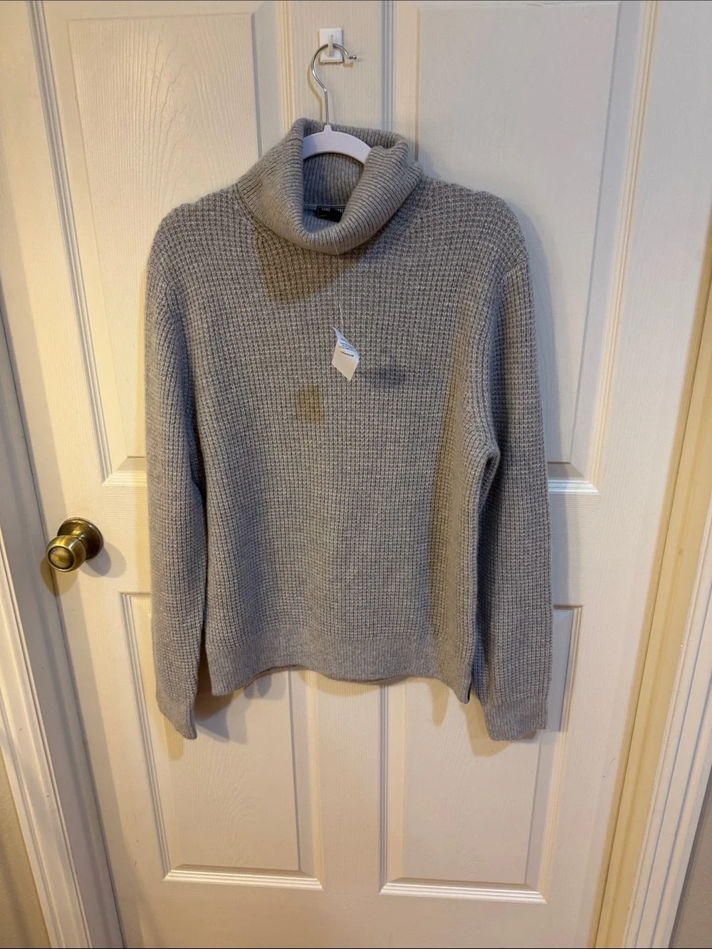 Todd Snyder Light Grey Heather Waffle Cashmere Turtleneck Sz M. New
